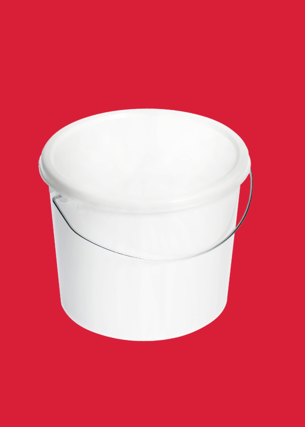 2.5L White Standard Plastic Bucket with Lid and Wire handle