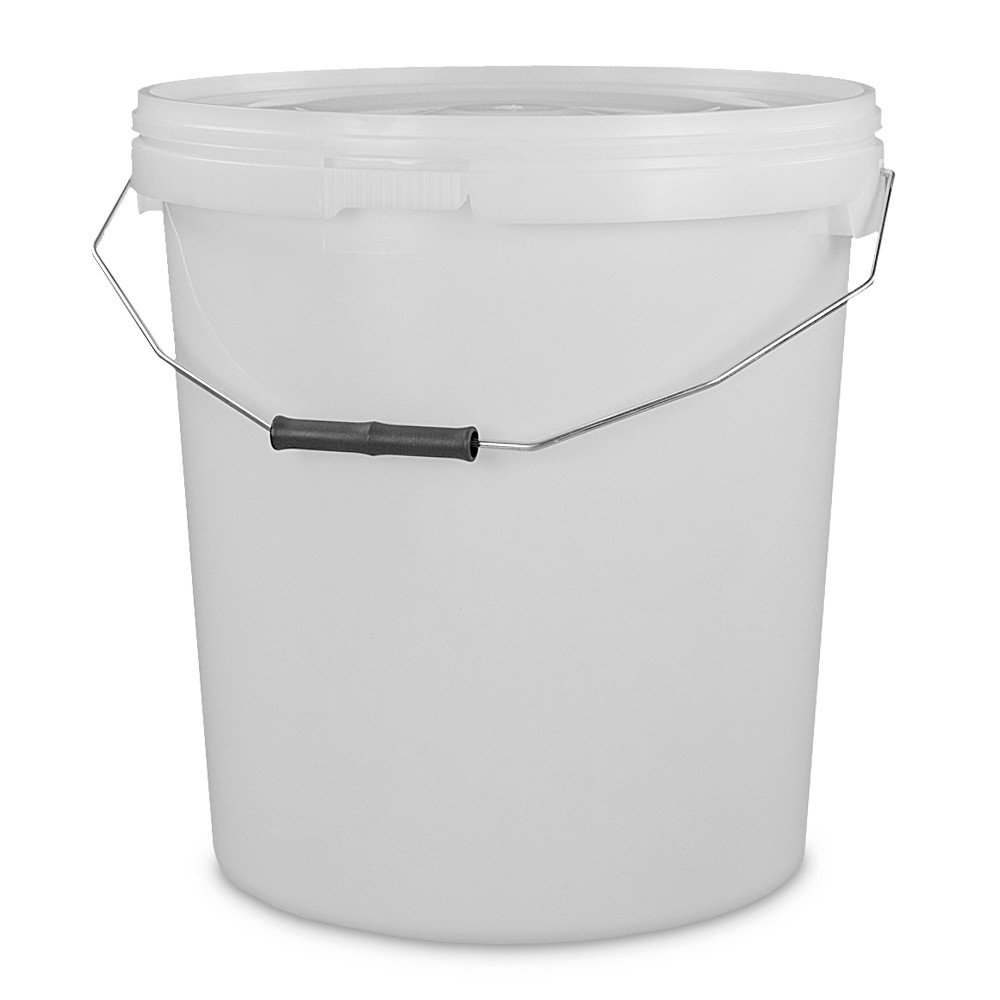 20L White Plastic Buckets With Lids And Metal Handles