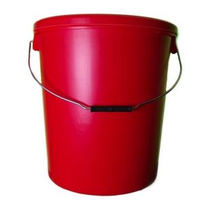 25 litre red plastic bucket with lid