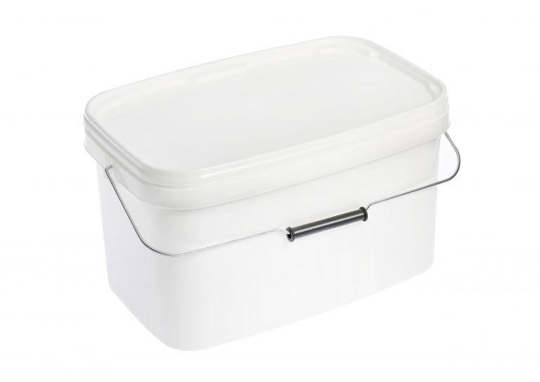 10L White Rectangle Plastic Buckets With Lid | H&O Plastics