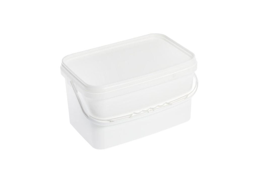 5L White Rectangle Plastic Buckets With Lid