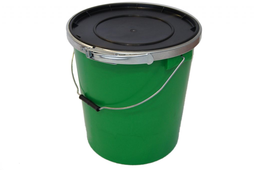 Green 25L Banded Container With Lid (Inc rubber fitting and metal band)