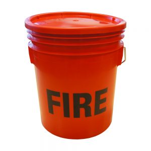 red plastic fire buckets 