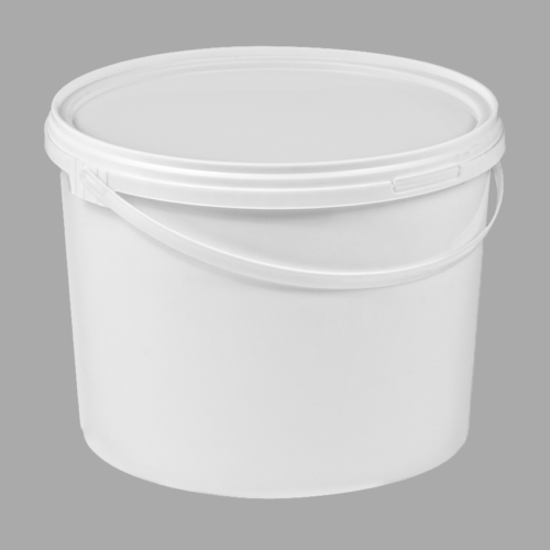10l White Round Plastic bucket with lid and plastic handles