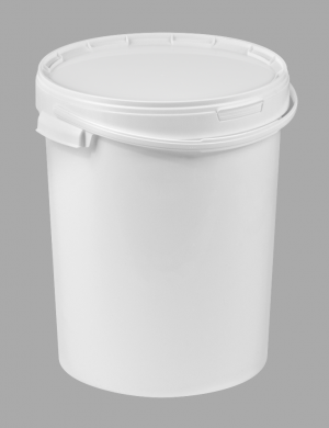 25L White Lightweight Plastic Food Buckets with Lid | H&O Plastics