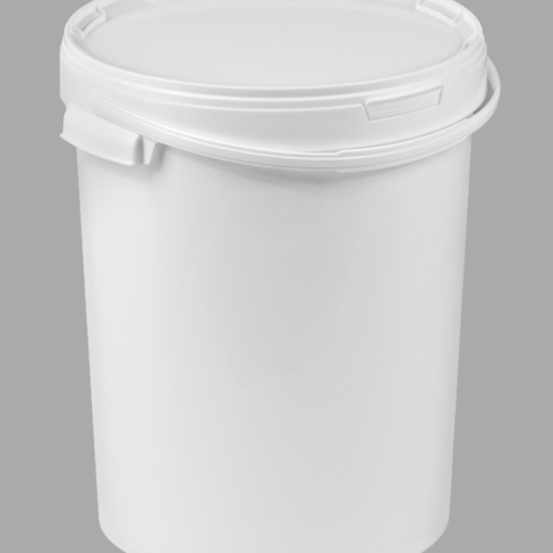 25l White Food Safe Plastic Bucket with plastic handles and lid