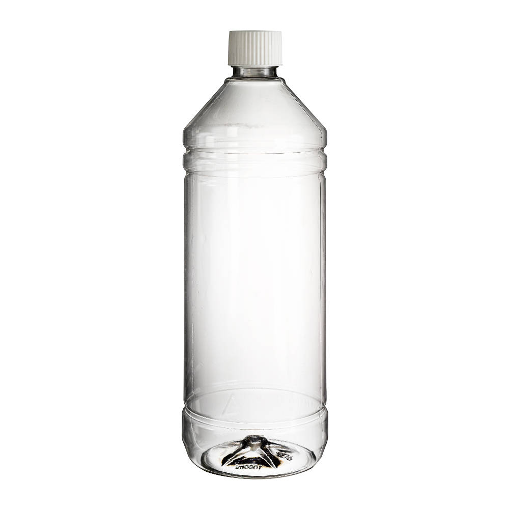 1l Clear Bottle with White Screw Cap