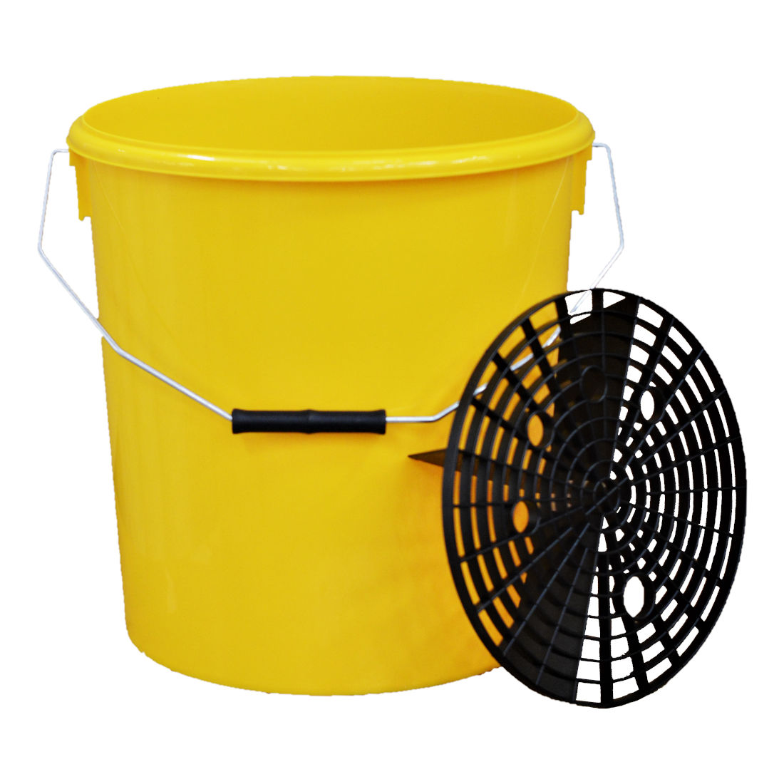 16L Standard Yellow Car Detailing Bucket with Grit Shield - H&O Plastics