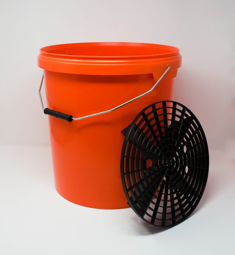 20L Orange Car Detailing Bucket with Grit Shield