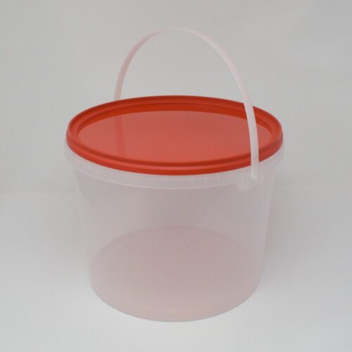 10l clear bucket with red lid