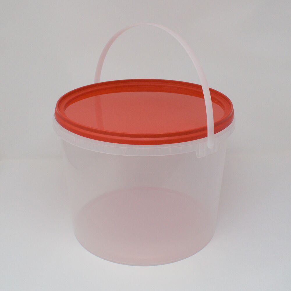 10L Clear Plastic Food Grade Bucket With Red Lid