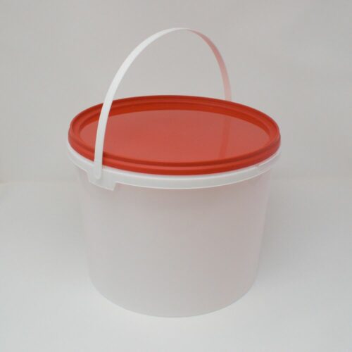 10l white bucket with red lid