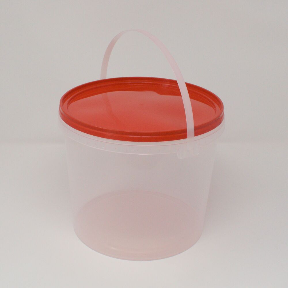 5L Clear Plastic Food Grade Bucket With Red Lid