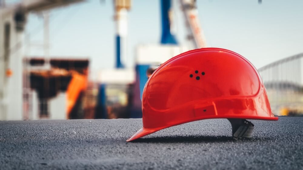 Hard hat at a construction site