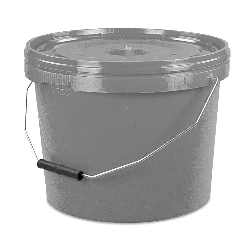 10L Tamper Evident Grey Plastic Buckets With Lid