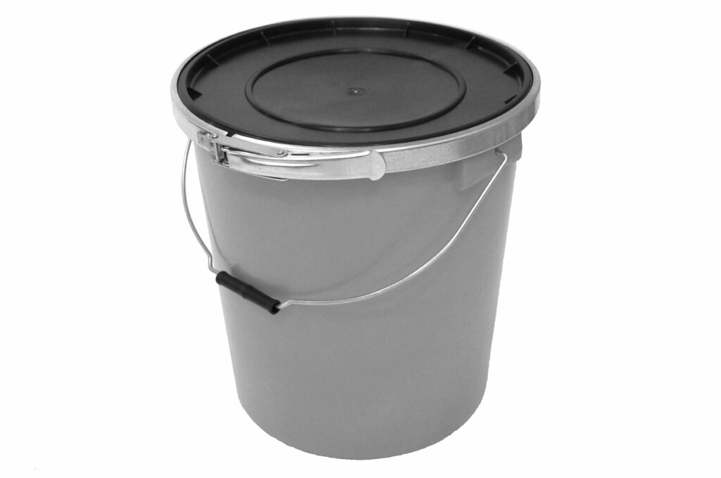 Grey 25L Banded Container With Lid (Inc rubber fitting and metal band)