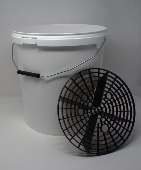 20L White Car Detailing Bucket with Grit Shield