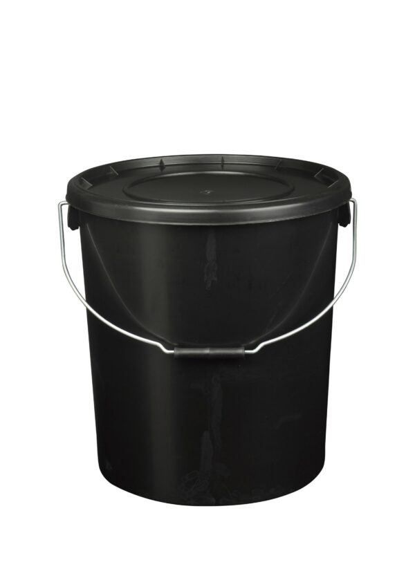 25L Black Plastic Buckets With Lid