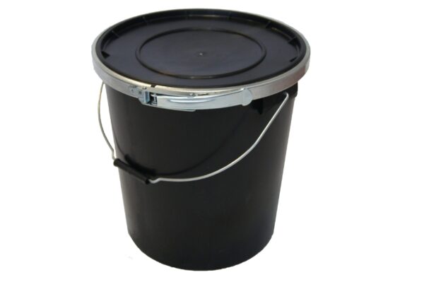 Black 25L Banded Container With Lid (Inc rubber fitting and metal band)