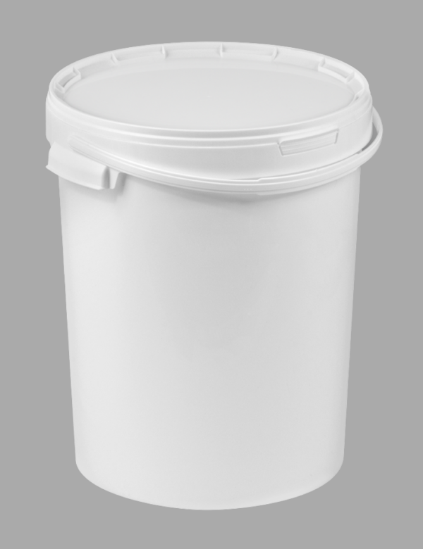 25L White Lightweight Plastic Food Buckets with Lid