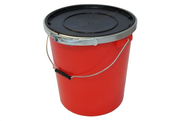 Red 25L Banded Container With Lid (Inc rubber fitting and metal band)
