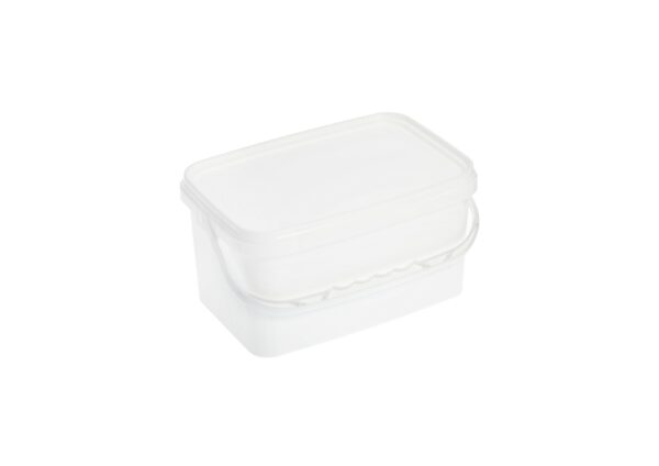 2.5L White Rectangle Plastic Buckets With Lid