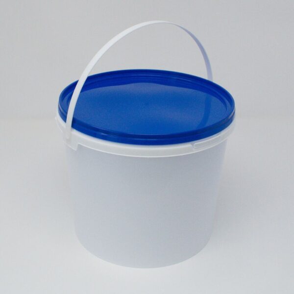 5L White Plastic Lightweight Food Buckets With Blue Lid
