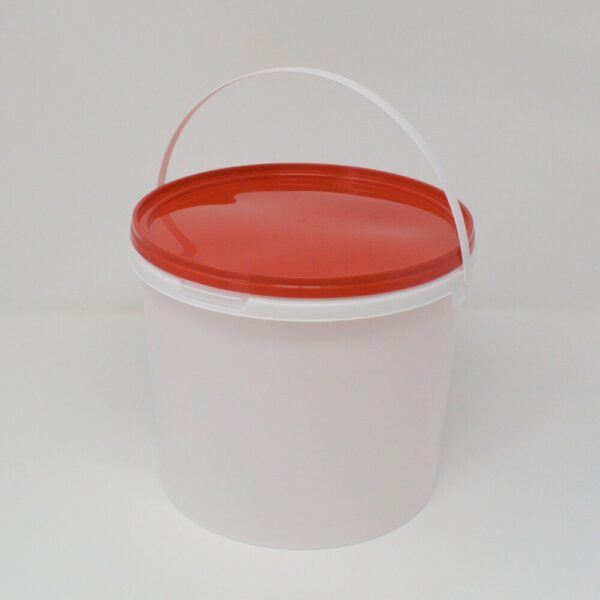 5L White Plastic Lightweight Food Buckets With Red Lid