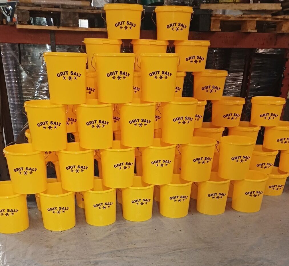 Stack of Grit Salt buckets from H&O Plastics